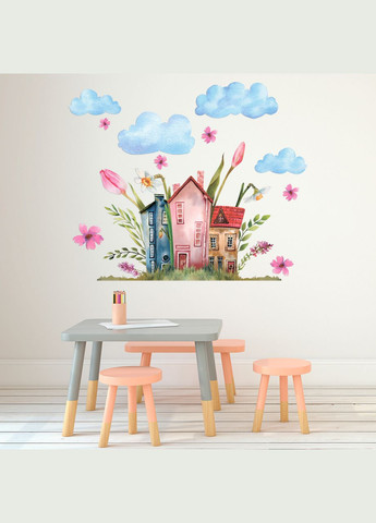 Вінілова Наклейка "Іграшкові будиночки" розмір листа набору L 800х870мм матова Zatarga (336965365)