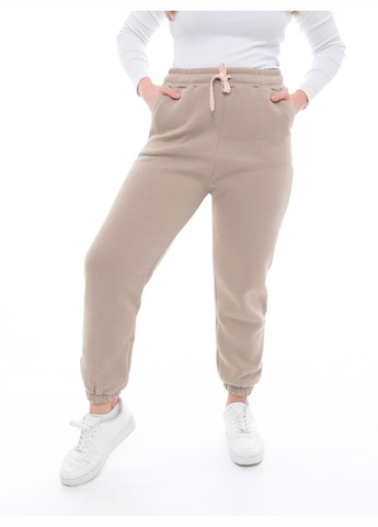 Спортивні штани жіночі бежеві на флісі великі розміри JEANSclub Джогери (302879236)