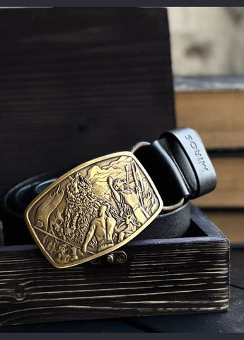 Ремінь шкіряний з латунною пряжкою подарунок на 14 жовтня "Свобода" Чорний Handmade 205-001-034 (345646742)