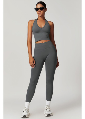 Серые демисезонные черные лосины гладкие с пушапом эффектом, леггинсы для спорта, йоги и фитнеса. Strunka