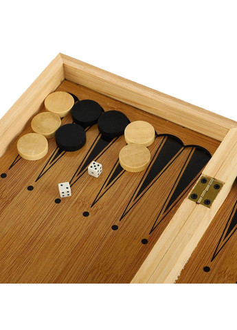 Шахматы, шашки, нарди 3 в 1 бамбуковые SP-341-162 (фигуры-дерево, р-р доски 35x35см) (341-162) SP-Sport (361436624)