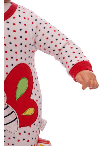 Красный зимний человечек с шапочкой для девочки велюр с бабочкой красный 56 см (29912) BABYKROHA