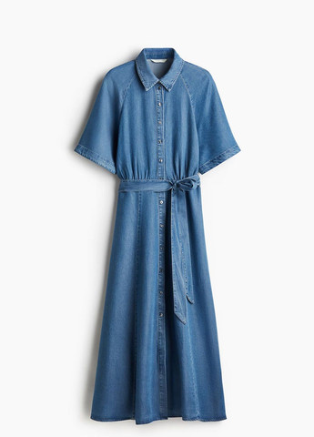 Синее джинсовое платье H&M однотонное