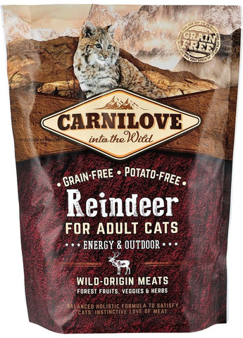 Сухой корм для взрослых активных кошек Raindeer Energy & Outdoor 400 г (8595602512263) Carnilove (364789294)
