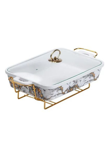 Настольная мармитница 2 литра мармит прямоугольный керамический 40х23х11 см для вторых блюд Мрамор Yiwu (364840173)