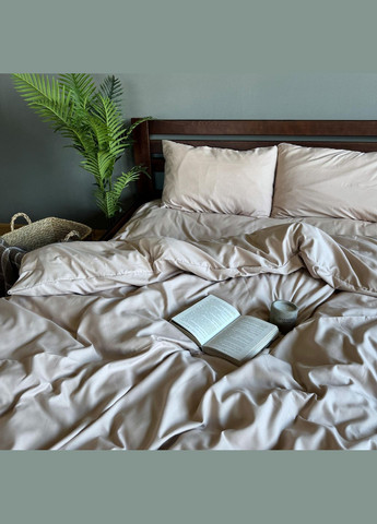 Комплект постільної білизни Однотонний полісатин Двоспальна Простирадло на гумці 180x200х20 Бежевий 70 х 70 No Brand (307361353)