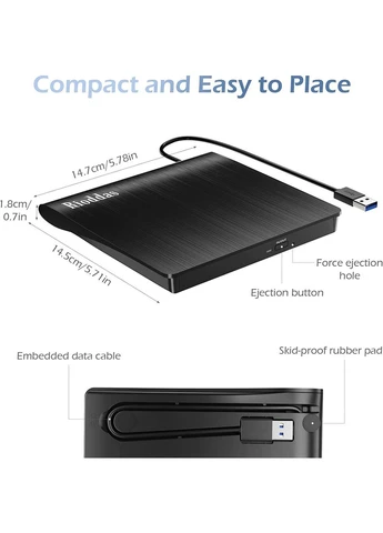 Зовнішній CD/DVD-привод Pecosso, USB 3.0 портативний привод Dvd рекордер Pecosso, Amazon, Німеччина Imac (400405345)