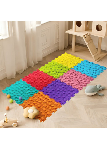 Масажний ортопедичний оздоровчий килимок з квадратних пазлів 8 елементів ПВХ для дітей (480667-Prob) Unbranded (340154249)