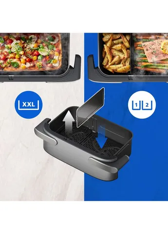 Мультипечь Ovi Dual SteamFry 2750Вт, чаша-3+6л, сенсорное упр., 8 авто. программ, пластик/металл, серый Philips (386037865)