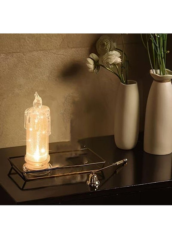 LED свічка на батарейках 1 шт, світиться м'яким теплим світлом, всередині переливаються блискітки No Brand (370590732)