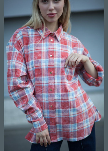 Сорочка жіночій - виварена оверсайз у клітинку на кнопках JUGO DALLAS (316629054)