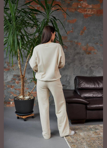 Спортивний костюм жіночий світшот та штани прямі 3х-нитка, пудра (М128.3) UMON (315480745)