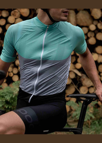 Комбинированная велоджерси essential road light jersey серый-бирюзовый POC
