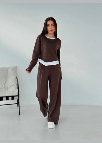 Жіночий прогулянковий костюм коричневого кольору 32655 No Brand (328923008)