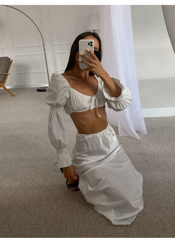 Молочная вечерний однотонная женская шелковая юбка меди Україна