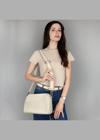 Сумка жіноча шкіряна кросободі на 3 відділення 02909 бежева Virginia Conti (337464047)