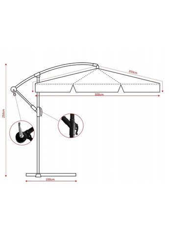Парасолька садова EMPOLI 350см сіра+ Основа садової парасольки Di Volio (301538521)