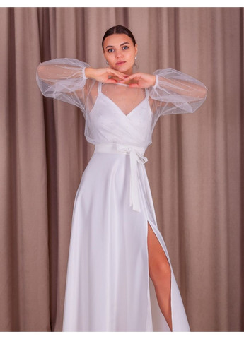 Білий вечірня плаття а-силует First Woman в горошок