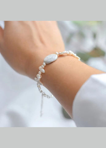 Браслет натуральний камінь Річкові та Барочні Перли фур-ра гіп-ний сплав колір срібло d-15-3мм+- L-18-23см No Brand браслет (303359749)