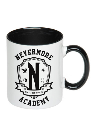Чашка з принтом "NEVERMORE ACADEMY" 330мл (колір чорний) (17697) No Brand (312487092)