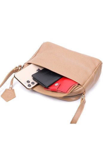 Бежевая женская сумка-кроссбоди из натуральной кожи 755743 Grande Pelle (303831521)