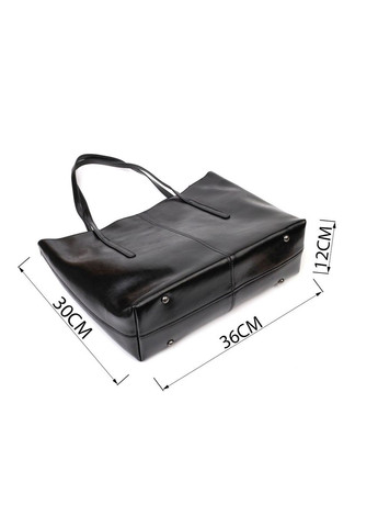 Функциональная сумка шоппер из натуральной кожи 22095 Черная Vintage (298571218)