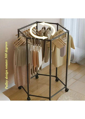 Вішалка підлогова для одягу з поворотним механізмом на 360° і колесами Foreo (363832482)
