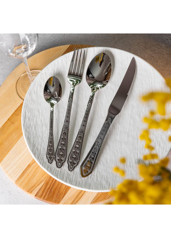 Набор столовых приборов золото на 6 персон комплект столовых приборов 24 предмета Серебро HP-20-63 Yiwu (369142712)