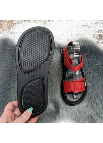 Красные босоножки женские кожаные Fashion с ремешком