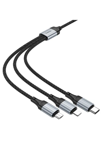 Кабель X102 Fresh 3-в-1 charging data cable (iP+Micro+Type-C) Black Hoco (380668531)