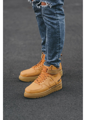 КРОССОВКИ ЖЕНСКИЕ NIKE AIR FORCE 1 GORE-TEX BROWN V2 НАЙК АИР ФОРС 1 ПРЕМИУМ No Brand коричневые демисезоны (369390957)