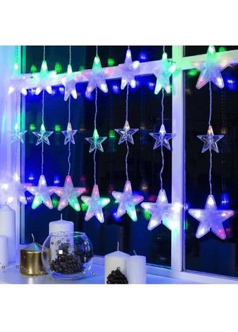 Світлодіодна кімнатна внутрішня гірлянда штора зорепад на вікно з роботою від мережі 3х1,8 м 120 LED (478697-Prob) Мультиколор Unbranded (308796851)
