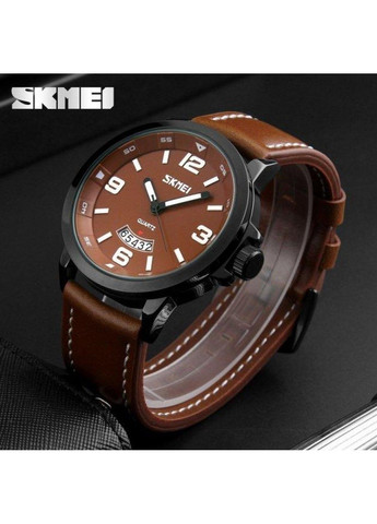Мужские классические наручные часы 9115 Коричневый с коричневым Skmei (314483686)