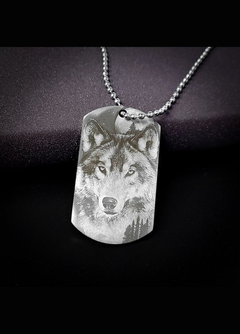 Жетон ВСУ из нержавеющей стали 50х28х2 мм с гравировкой. Цепочка в подарок! Цветная гравировка шеврона No Brand (300369243)