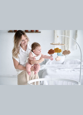 Дитячий музичний мобіль на ліжечко для немовлят WooolyWool «Хмаринки» з 35 мелодіями No Brand (342757875)