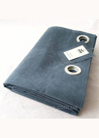 Комплект штори на сірих люверсах 2 шт з підхватами 385х250 см мікровелюр Сіро-синій No Brand (337354721)