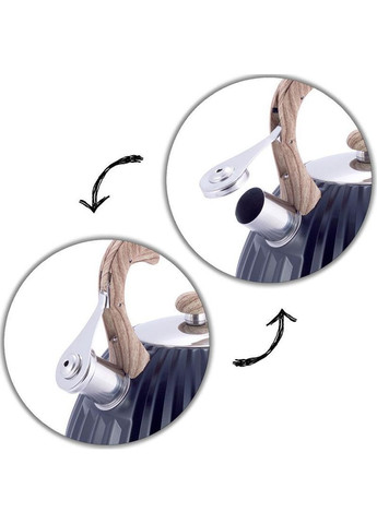 Чайник Whistling Kettle Black 3л из нержавеющей стали со свистком, черный Kamille (329897997)