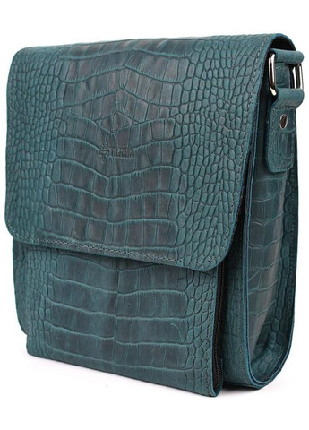 Сумка планшет через плече чоловіча з натуральної шкіри середня Зелений 37925 TARWA (355245417)