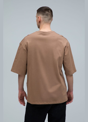 Коричневая футболка оверсайз коричневая мужская u0104 unisex с коротким рукавом RAY OVERSIZE