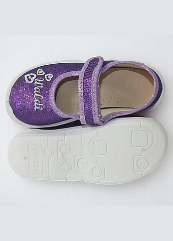 Фиолетовые ортопедические тапочки на липучке для девочки сменка в садик валди Waldi со стразами, с вышивкой