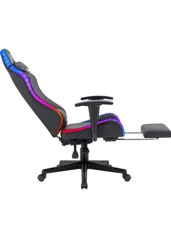 Геймерське крісло Defender Watcher поліуританове з RGB підсвічуванням та підніжкою (Чорне) No Brand (332636244)