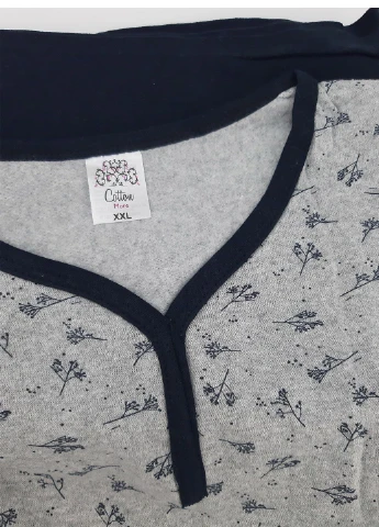 Чорна зимня піжама тепла бавовна лонгслів + брюки Cotton More