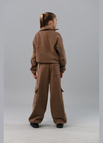 Бежевый демисезонный флисовый костюм подростковый брючный IRmAS оверсайз