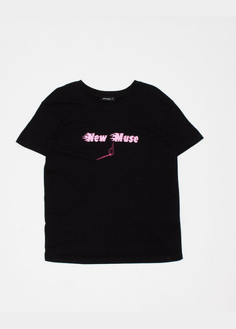 Черная футболка basic,черный с принтом, Pink Woman