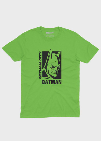 Салатова демісезонна футболка для хлопчика з принтом супергероя - бетмен (ts001-1-kiw-006-003-008-b) Modno