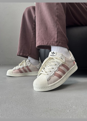 Кросівки жіночі Adidas Superstar beige white pink | Адідас Суперстар бежеві білі рожеві No Brand бежеві демісезони (316091186)