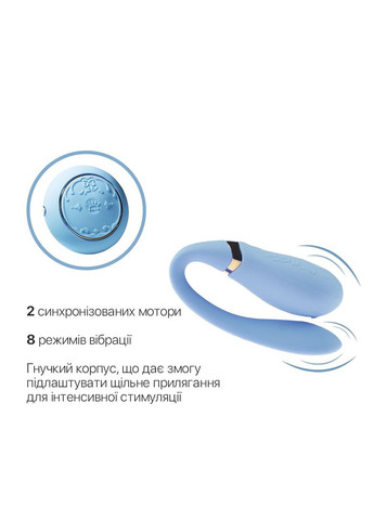 Вібратор подвійний для пар блакитного кольору з пультом ДК Fanfan set Royal Zalo (382543097)