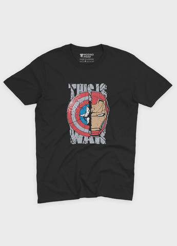 Черная демисезонная футболка для девочки с принтом супергероя - железный человек (ts001-1-gl-006-016-021-g) Modno