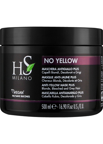 Маска для догляду за світлим, сивим, знебарвленим волоссям No Yellow Anti-Yellow Mask Plus 1000ml (1246405-31100910) HS Milano (369107841)