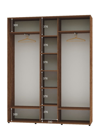 Шафа-купе тридверна 200*45*250 Дуб вінтаж 3 двері Дзеркало ШК-04 Алекса (360431502)